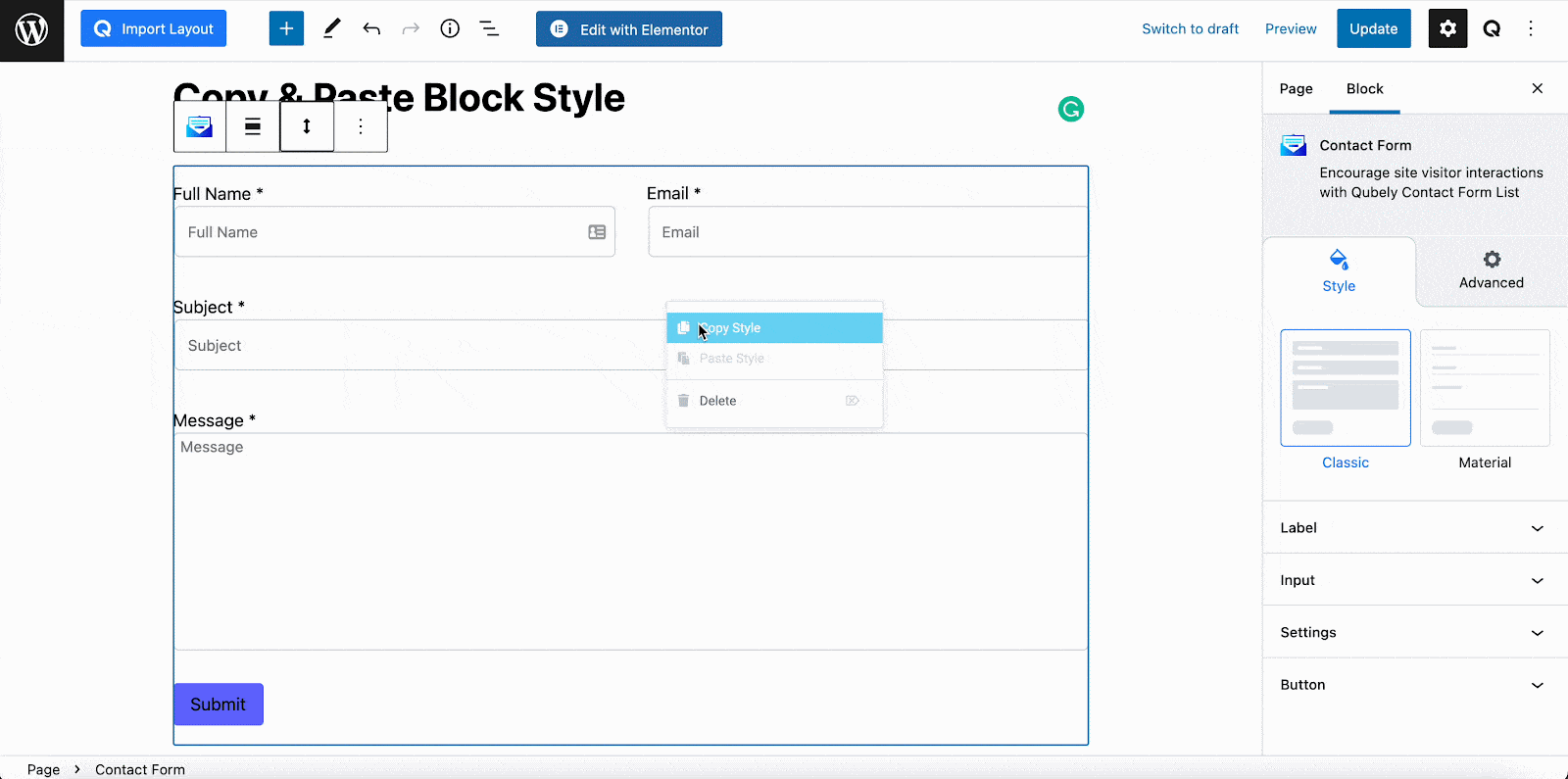 How To Copy And Paste Styles In WordPress Gutenberg 10 copy and paste style
