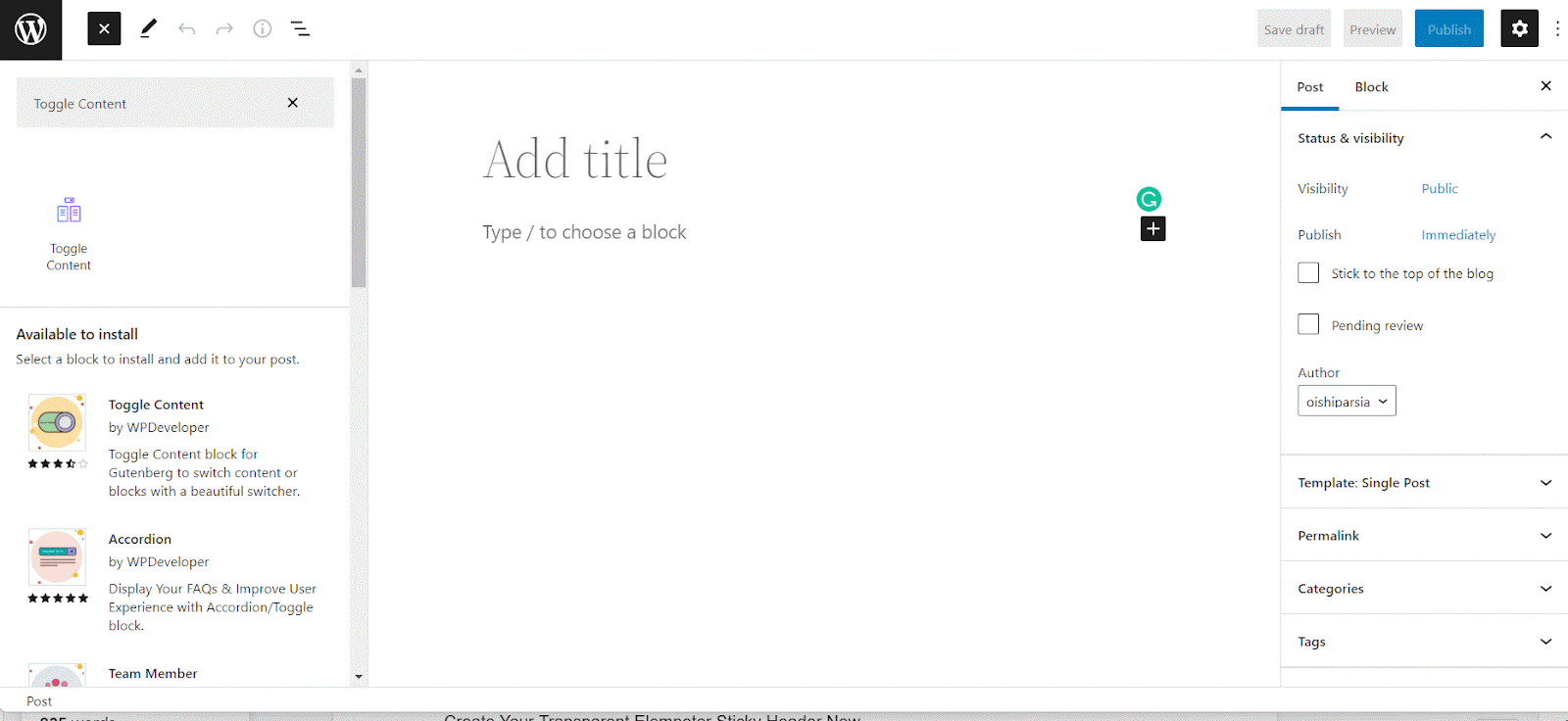 Toggle Content