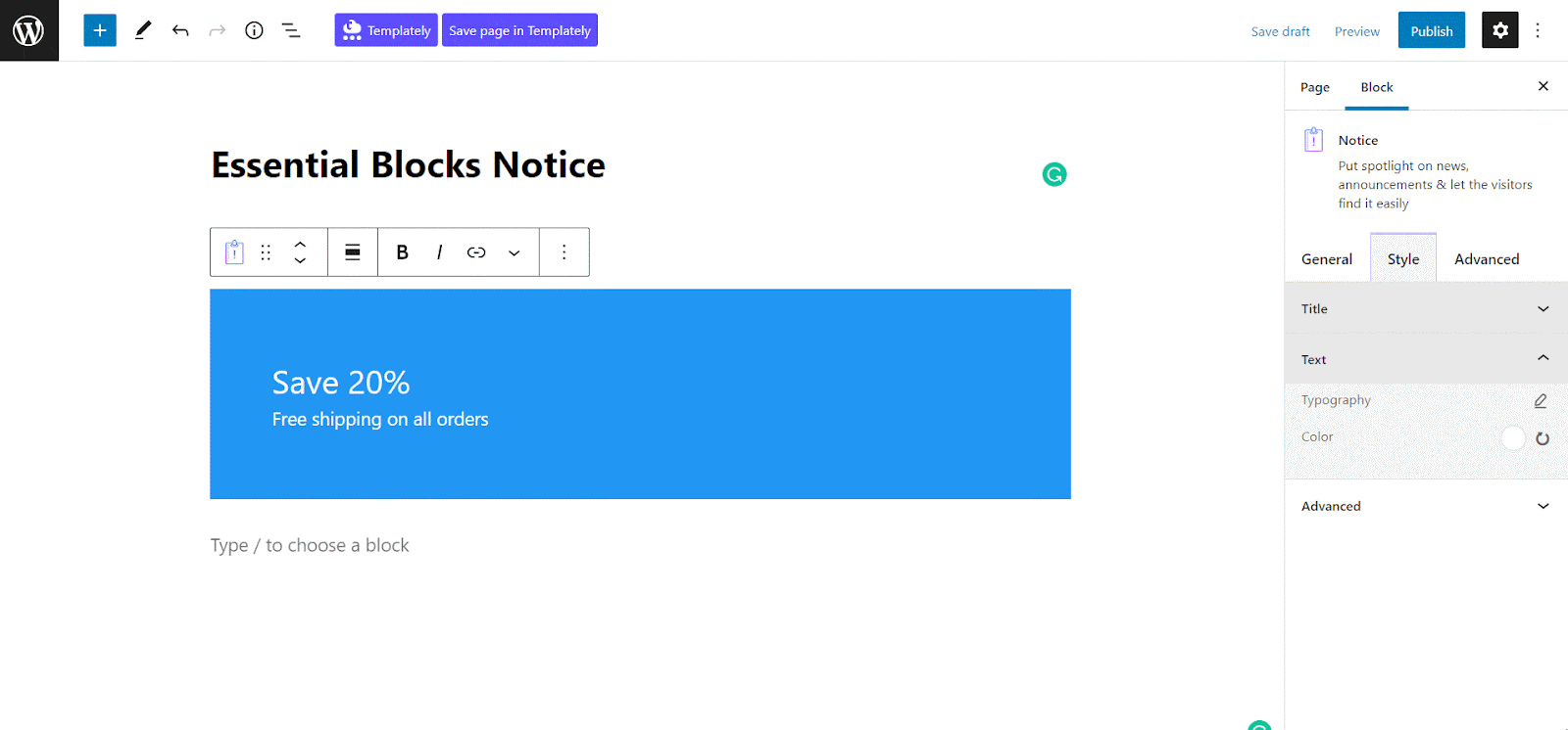 How To Create A Website Announcement In 5 Minutes Using Essential Blocks Notice 8 Website Announcement