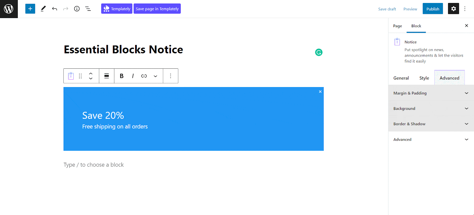 How To Create A Website Announcement In 5 Minutes Using Essential Blocks Notice 9 Website Announcement
