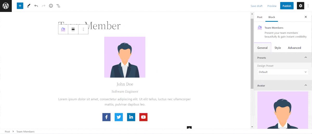 How To Create A Team Member Section In Gutenberg? 6 Team Member Section