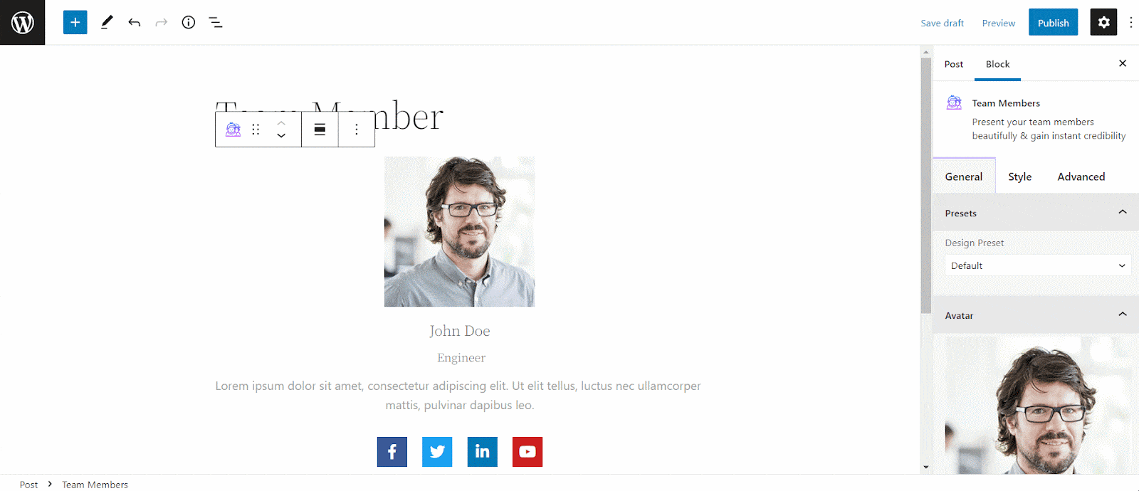 How To Create A Team Member Section In Gutenberg? 7 Team Member Section