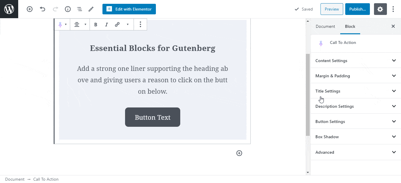 How To Insert Blocks With Essential Blocks For Gutenberg? 8 Insert Blocks With Essential Blocks