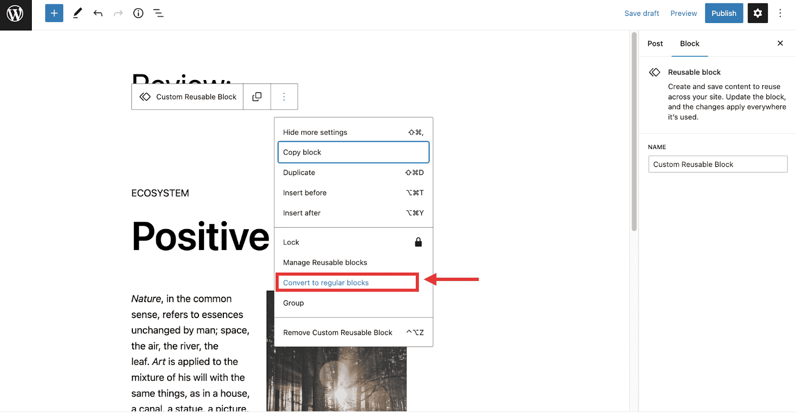 10 Gutenberg Tips And Tricks That Will Change The Way You Use WordPress Blog in 2023 7 Converting reusable blocks to regular blocks