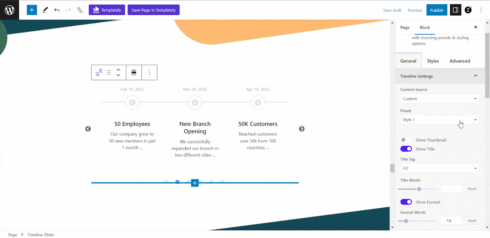 New Block: Introducing Timeline Slider For Gutenberg With Essential Blocks 8 Timeline Slider From Essential Blocks