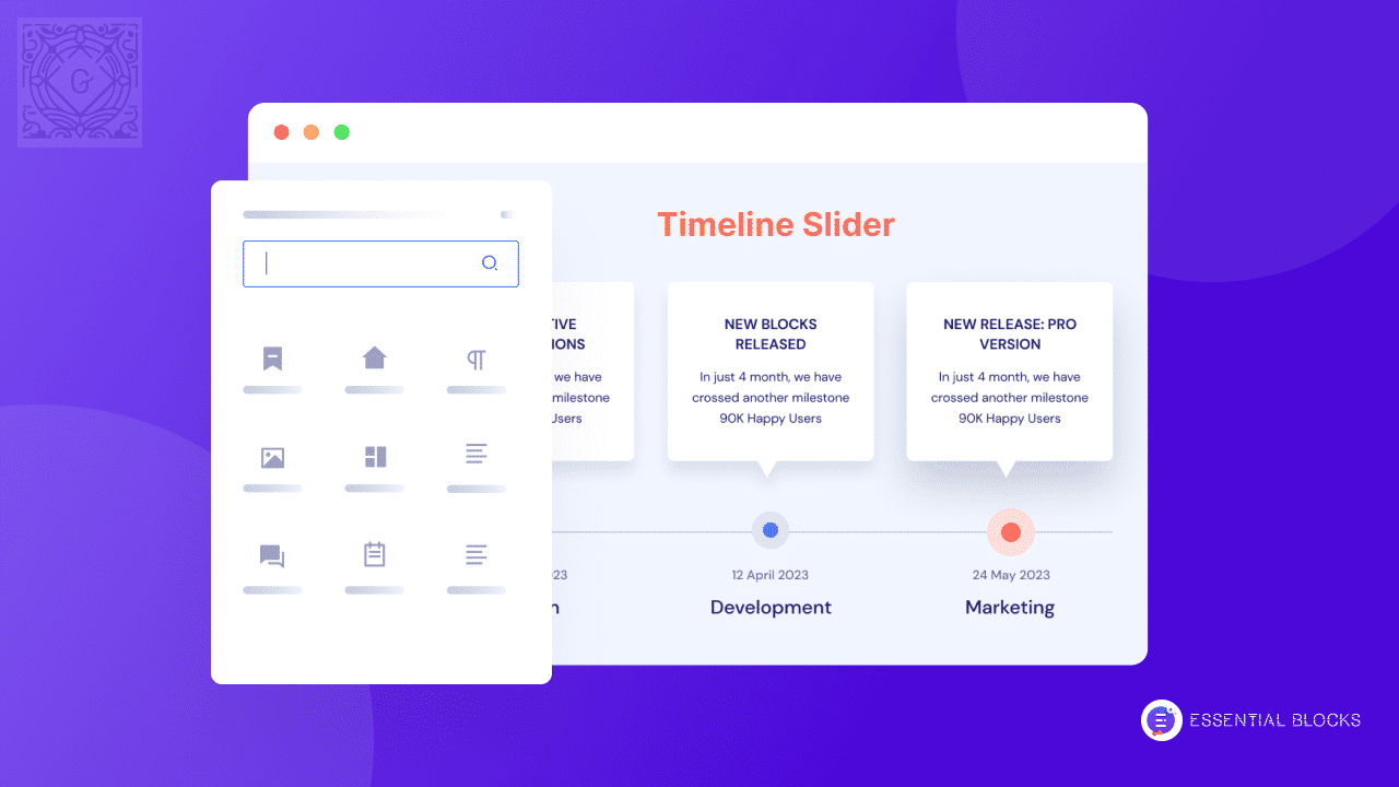 Timeline Slider for Gutenberg from Essential Blocks